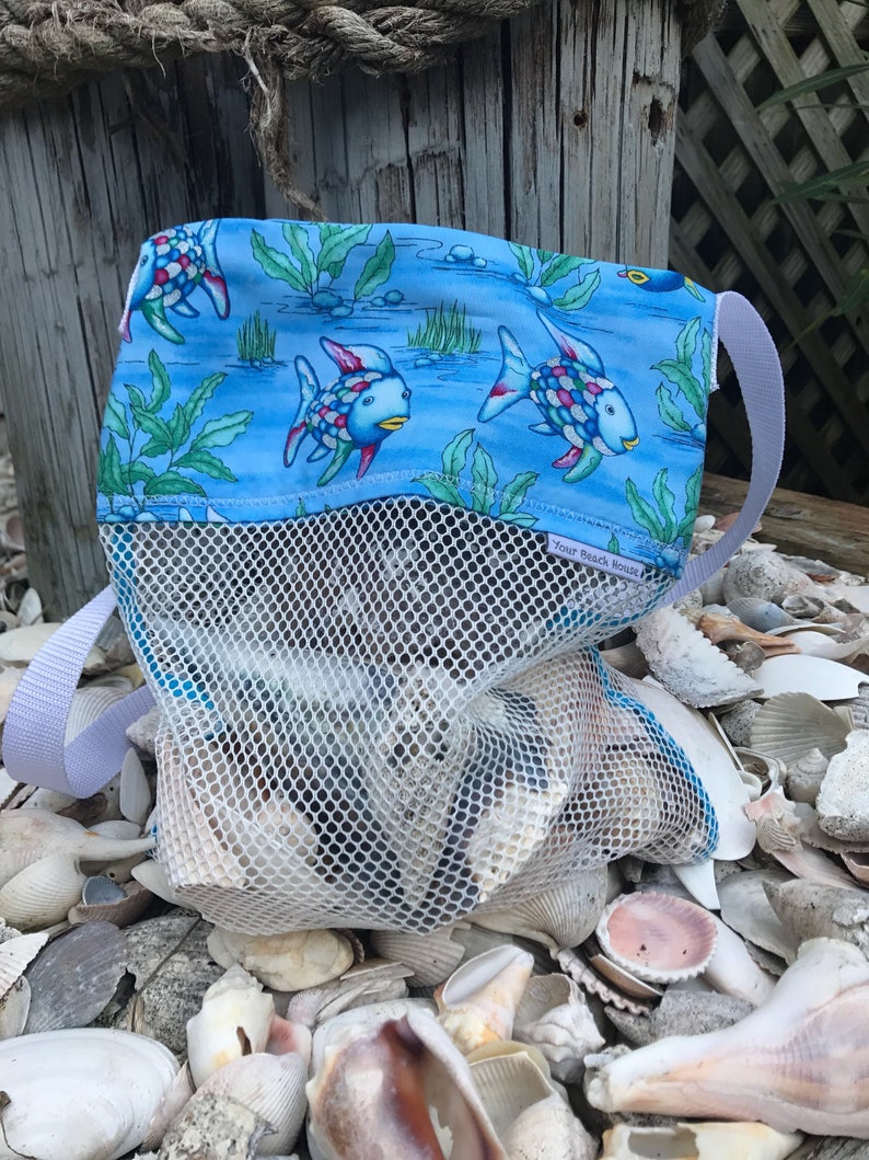 Shell bag FIsh SeaShell Bag Stripes Shell Collecting bag Etsy