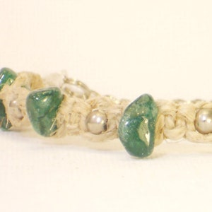 Aventurine Hemp Bracelet ~ Natural Green Chrome Aventurine Genuine Gemstone Chips Macrame Hemp Bracelet