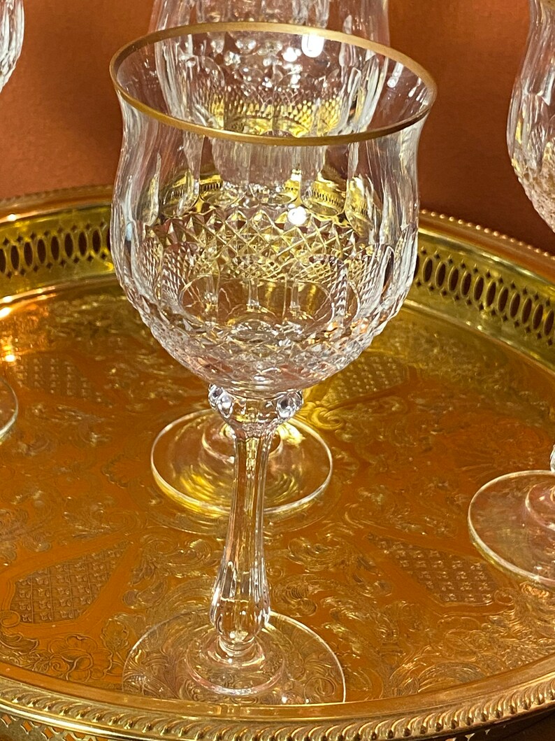 Mikasa Crystal Gold Crown Wine Glasses Etsy
