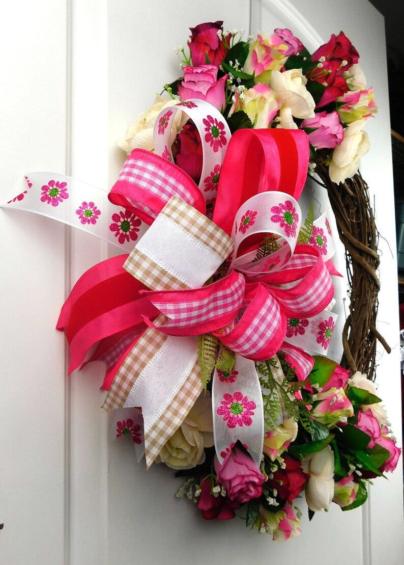Spring Wreath Birthday Wreath I love you wreath Gift for her Mother/'s Day Wreath Mother/'s Day Gift Floral Wreath Rose Wreath