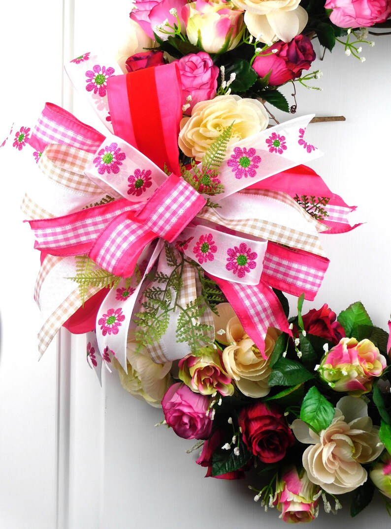Spring Wreath Birthday Wreath I love you wreath Gift for her Mother/'s Day Wreath Mother/'s Day Gift Floral Wreath Rose Wreath