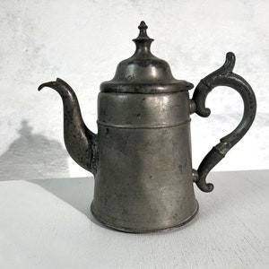 Antique Pewter Coffee Tea Pot with Attached Lid
