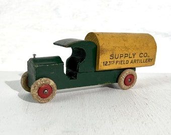 Vintage Wooden Toy Truck, Supply Co., 123rd Field Artillery