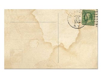 postcard back postcard template postcard download old etsy