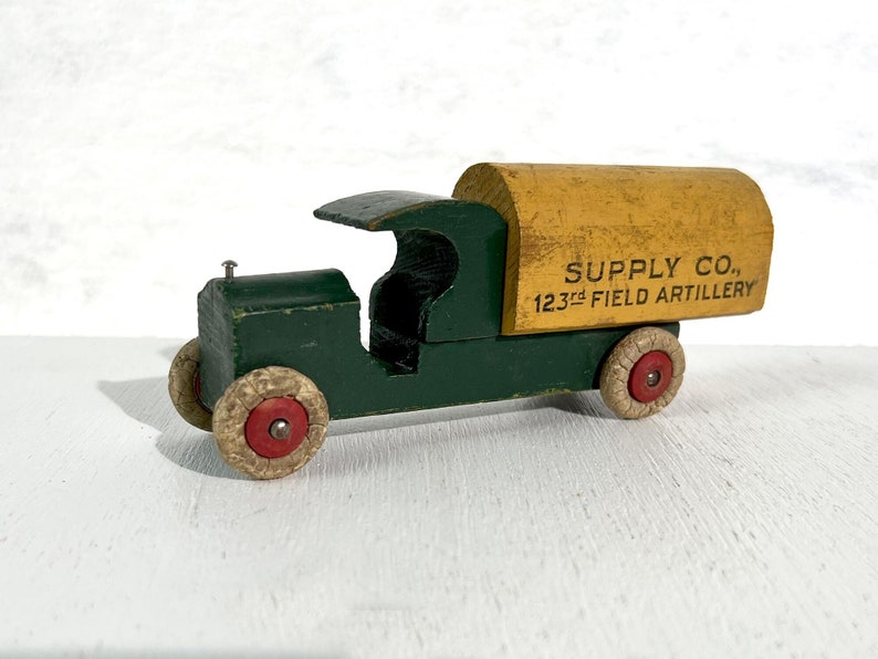 Vintage Wooden Toy Truck, Supply Co., 123rd Field Artillery