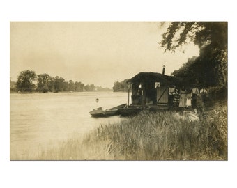 River Boat, RPPC - Real Photo Postcard, Postcard Download, Old Postcard Printing, Vintage Postcard Scrapbook #1 - [Digital Postcard]