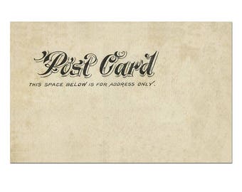 May include: A vintage postcard featuring the words "Post Card" in decorative script. The text "THIS SPACE BELOW IS FOR ADDRESS ONLY" is printed underneath. The card has a textured, aged look, giving it a classic feel.
