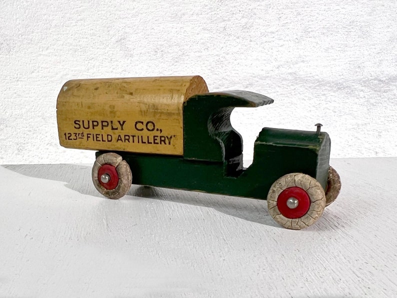 Vintage Wooden Toy Truck, Supply Co., 123rd Field Artillery