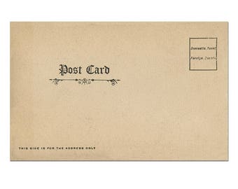 May include: A vintage postcard with the text "Post Card" in a decorative font. The back of the card has the text "Domestic, 1 cent" and "Foreign, 2 cents" printed in the top right corner. The text "This side is for the address only" is printed at the bottom of the card.