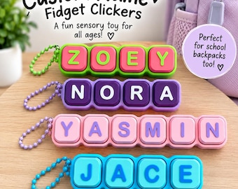 Llavero con forma de fidget clicker personalizado impreso en 3D para mochilas