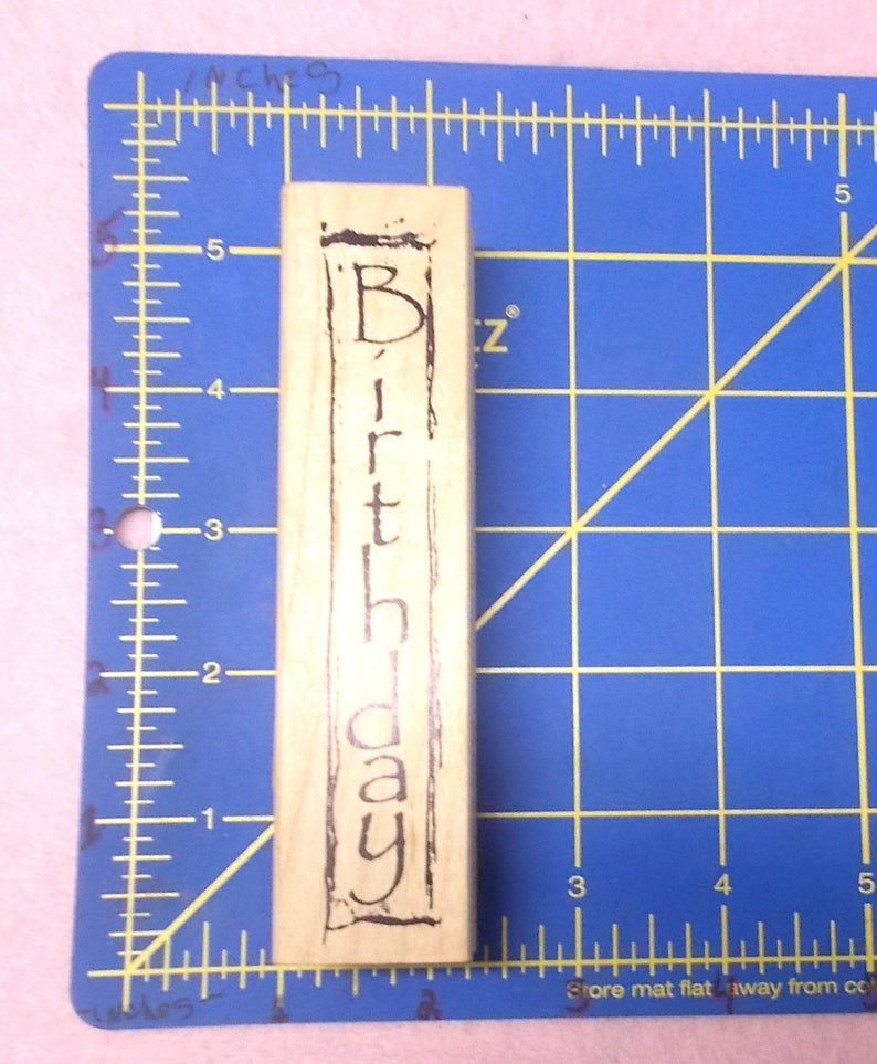 Artistic Birthday rubber stamp vertical word art impressions journaling style cardmaking invitations stationers stamps correspondence mail