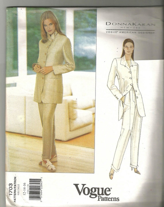 OOP Vogue 1703 Donna Karan sewing pattern 12 14 16 jacket | Etsy