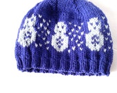 Snowman Winter Hat - Ready to ship infant hat - Blue infant hat - Handmade Knitted Hat