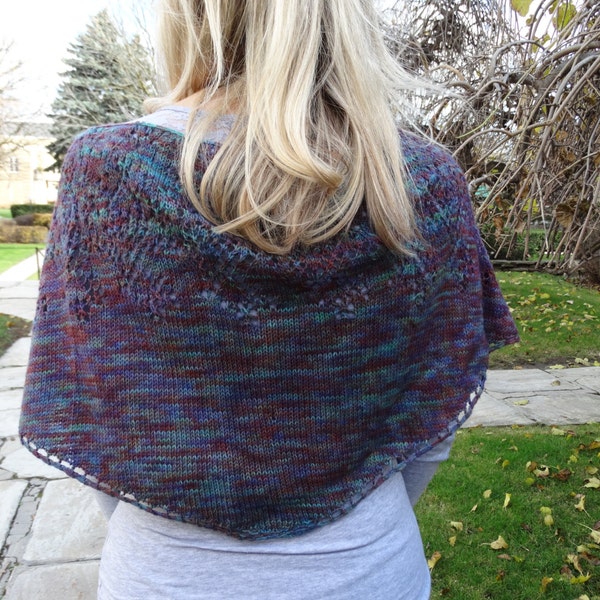 Purple Shawl - Purple & Navy Shawl - Purple Shawlette - Purple Knitted Scarf - Purple Wrap - Purple Knitted Wrap