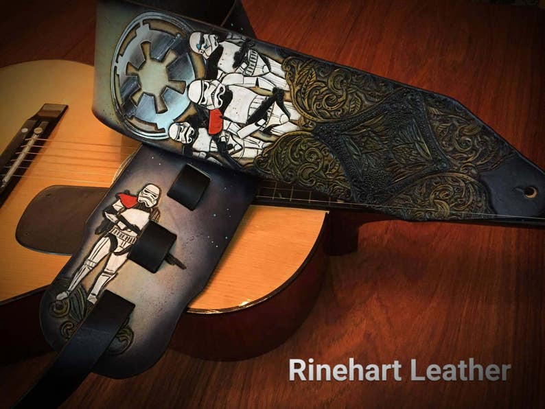 Guitar strap Star Wars galaxy custom leather Light side dark Etsy