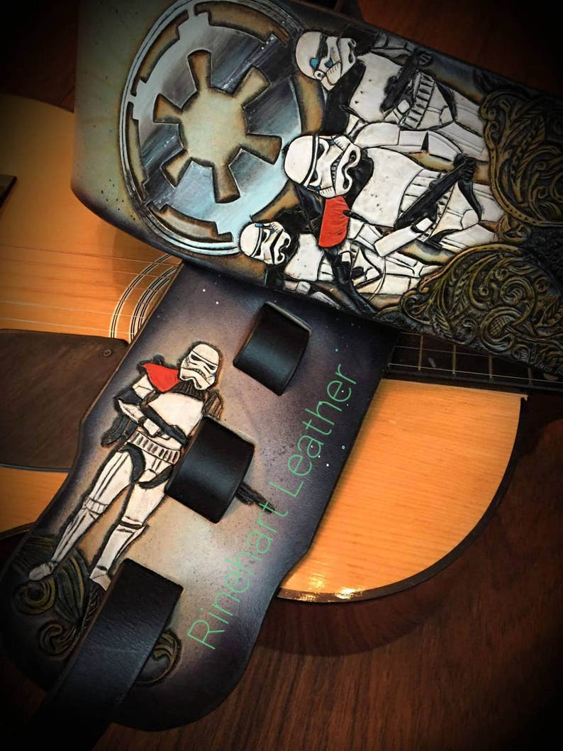 Guitar strap Star Wars galaxy custom leather Light side dark Etsy