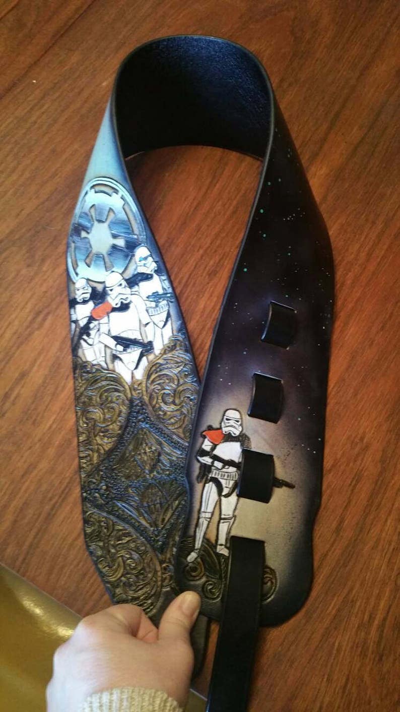 Guitar strap Star Wars galaxy custom leather Light side dark Etsy