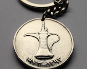 1988 United Arab Emirates 1 Dirham coin pendant Dallah jug pot Abu Dhabi Dubai Sharjah Ras al-Khaimah Sheikh Islamic Arabic necklace n001841