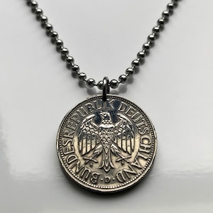 1981 Germany Deutschland 1 Mark coin pendant German eagle Berlin Hamburg Munich Cologne Frankfurt Stuttgart Düsseldorf Bavaria n001136