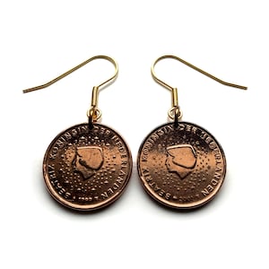 Netherlands Nederland Holland 5 Euro Cent coin earrings Dutch Queen Beatrix Amsterdam Utrecht Rotterdam Hague Leiden Eindhoven e000635