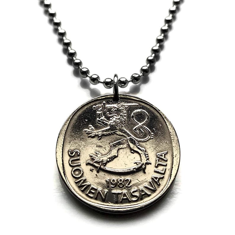 1991 Finlandia Suomi 1 Markka moneta pendente leone finlandese Helsinki Espoo Tampere Vantaa Nordic Savonlinna Mikkeli Lappeenranta Bothnia n000367 immagine 1