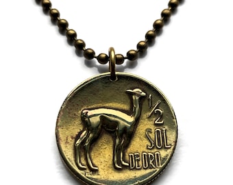 1969 Peru 1/2 Sol coin pendant llama alpaca vicuña Cusco Machu Picchu Incas Lima Callao Arequipa Trujillo Chiclayo Iquitos Huancayo n000505