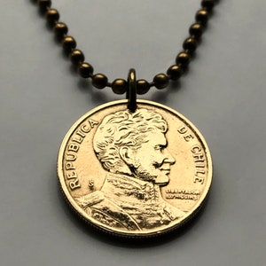 2008 Chile 10 Peso coin pendant Santiago Bernardo O&#39;Higgins Libertador Araucanía Iquique Rancagua La Pintana Temuco Coquimbo n003051