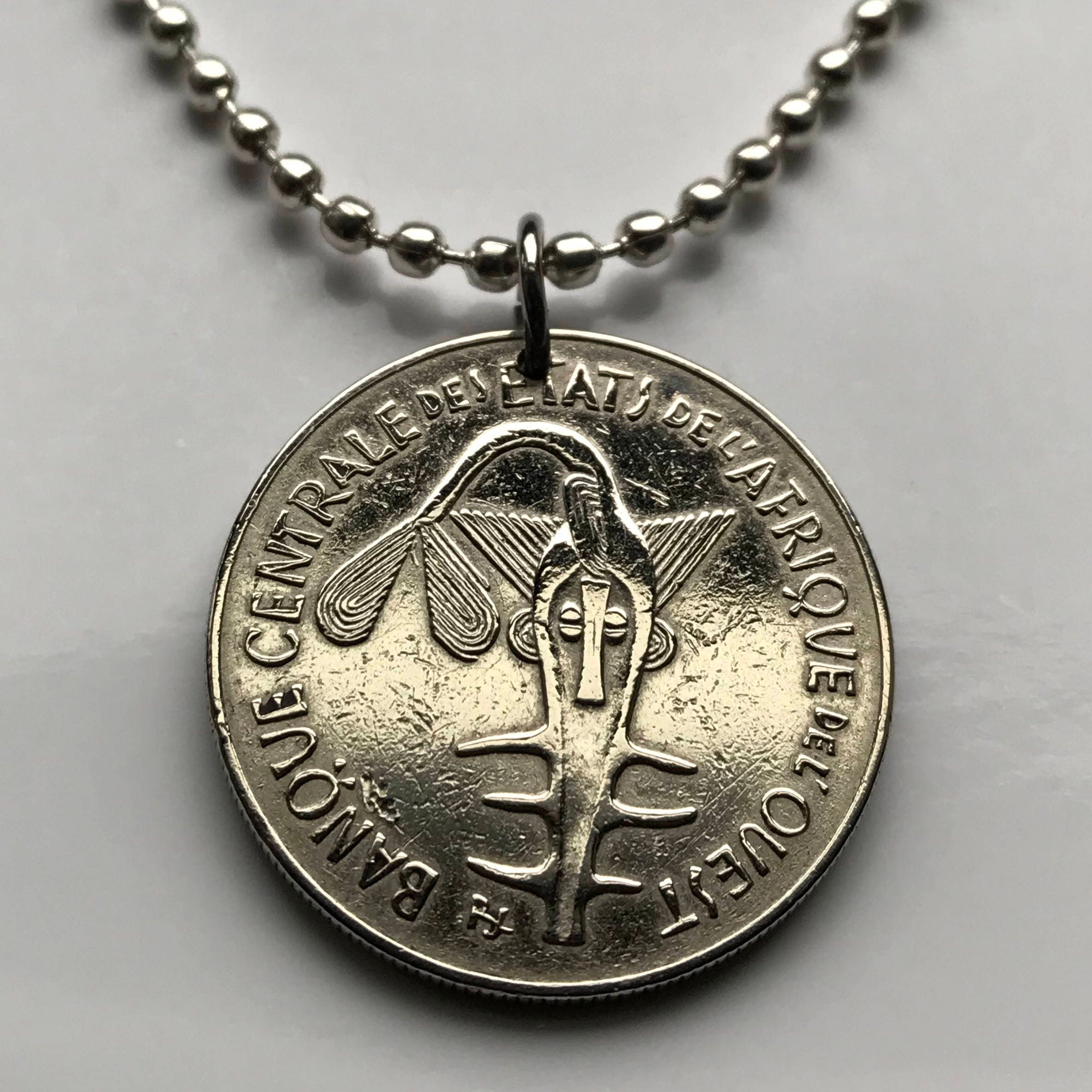 1997 West Africa 100 Francs Coin Pendant Sawfish Ivory Coast