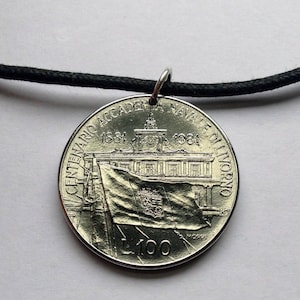 1981 Italy 100 Lire coin pendant Livorno Naval Academy Rome Milan Venice Siena Capri Sardinia Parma San Gimignano Matera Positano n000675