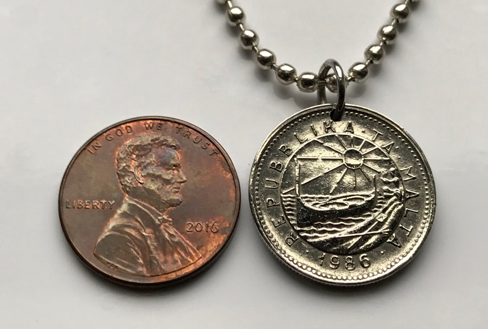 1991 Malta 5 Cents coin pendant Maltese freshwater crab Etsy