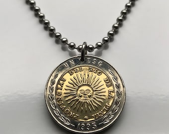 1995 Argentina 1 Peso coin pendant Sol de Mayo Buenos Aires Córdoba Rosario Mendoza San Miguel de Tucumán La Plata Salta Lanús asado n000481