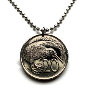 1979 Nouvelle-Zélande 20 cents pièce pendentif porte-clés oiseau kiwi Wellington Marae Koruru Hawaiki île du nord du sud danse haka endémique mignon n000256