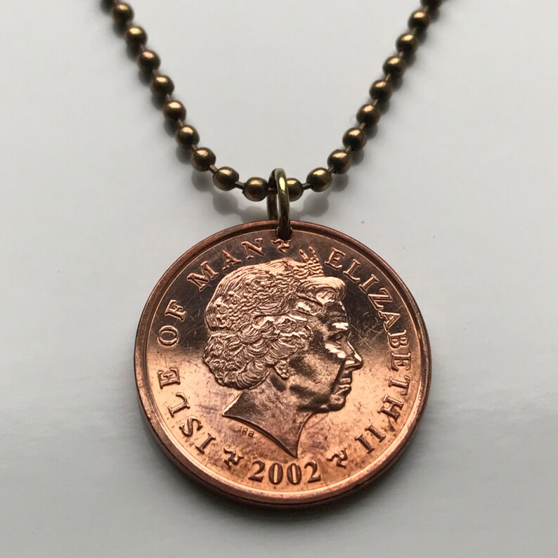 2002 Isle of Man 2 Pence coin pendant Manx Lugger fishing boat sailing Doolish Michael Ayre Garff Peel UK British Isle Goidelic Mann n003221