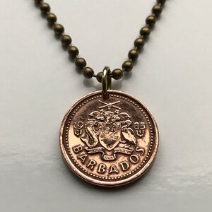 1986 Barbados 1 Cent coin pendant Barbadian Bajan trident Bridgetown 3 pronged spear fishing Poseidon Neptune sea god aquaman n000010 image 3