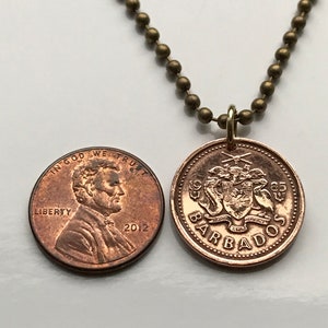 1986 Barbados 1 Cent coin pendant Barbadian Bajan trident Bridgetown 3 pronged spear fishing Poseidon Neptune sea god aquaman n000010 image 6