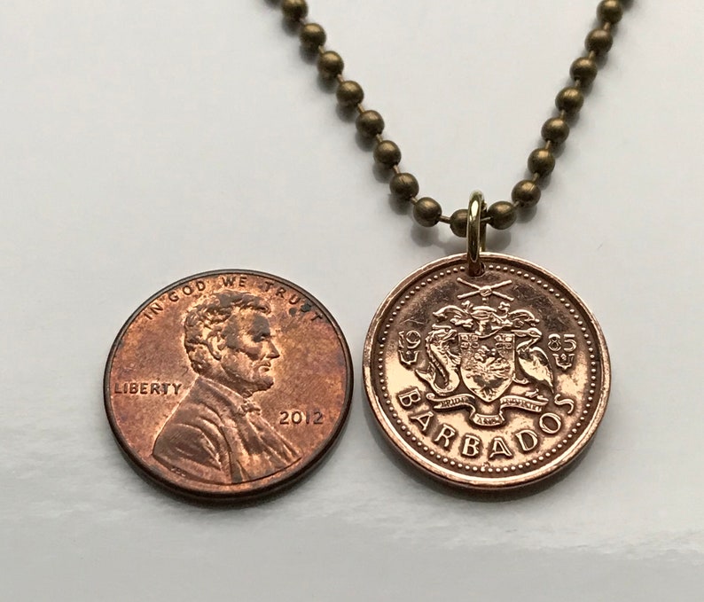 1986 Barbados 1 Cent coin pendant Barbadian Bajan trident Bridgetown 3 pronged spear fishing Poseidon Neptune sea god aquaman n000010 image 6