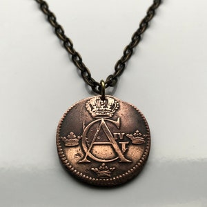 antique! 1806 Sweden Sverige 1/4 Skilling coin pendant Swedish crown Tre Kroner initial G A Stockholm Gothenburg Malmö Uppsala Norse n002079