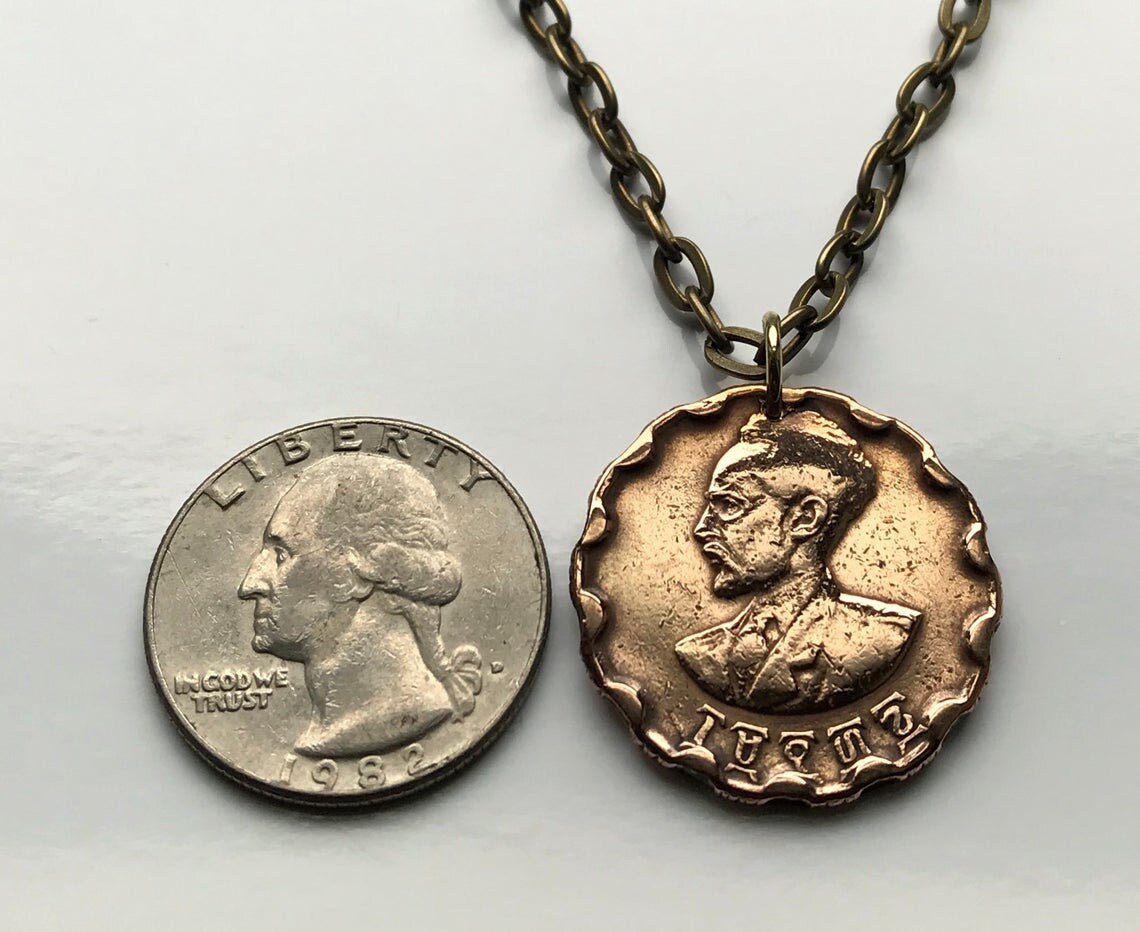 1944 エチオピア 25 Santm コイン ペンダント ユダのライオン