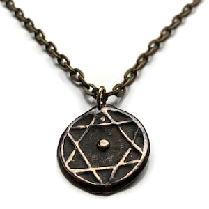 1845! Morocco Maroc 1 Falus coin pendant 6 pointed star hexagram Seal of Solomon Rabat Casablanca Fez Salé Marrakesh Chefchaouen n002172