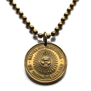2005 Argentina 5 Cent coin pendant Sol de Mayo Buenos Aires Córdoba Rosario Mendoza San Miguel de Tucumán La Plata Salta Lanús tango n000401