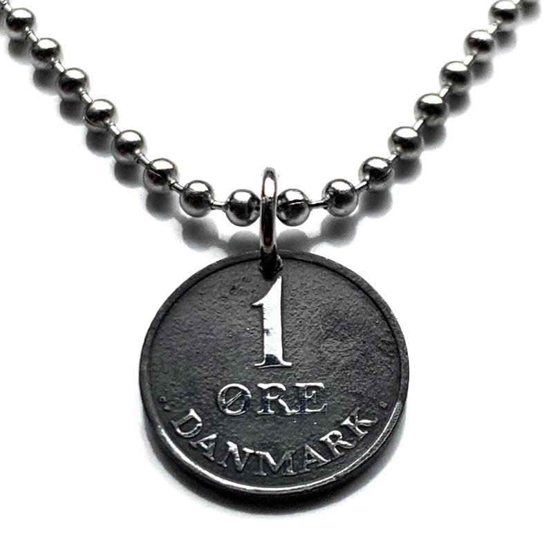 1959 Denmark Danmark 1 Ore Danish Coin Pendant Initial R Copenhagen ...