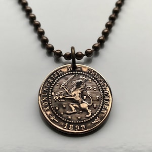 1878 Netherlands Nederland Cent coin pendant Dutch lion Amsterdam Utrecht  Almere Breda Apeldoorn Arnhem Enschede Gouda Delft Singel n000445
