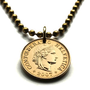 1985 Switzerland Helvetia 5 Rappen coin pendant Swiss Zurich Libertas Suisse Lugano Biel/Bienne Thun Ticino Uri Alpine Jura Alphorn n003442
