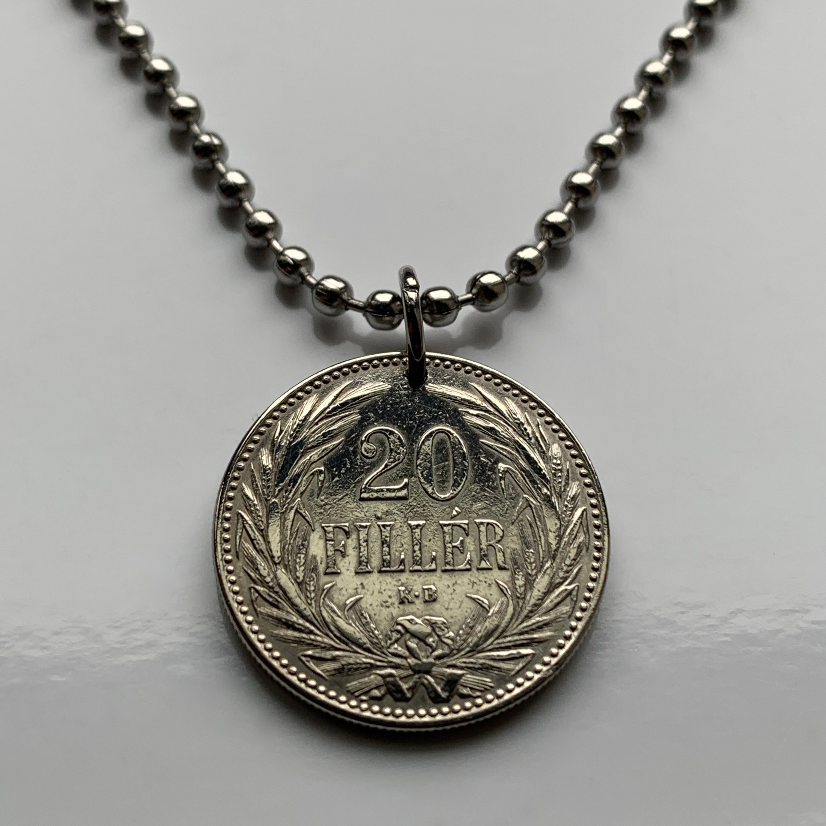 1893 ハンガリー マジャール 20 フィラー コイン ペンダント 聖