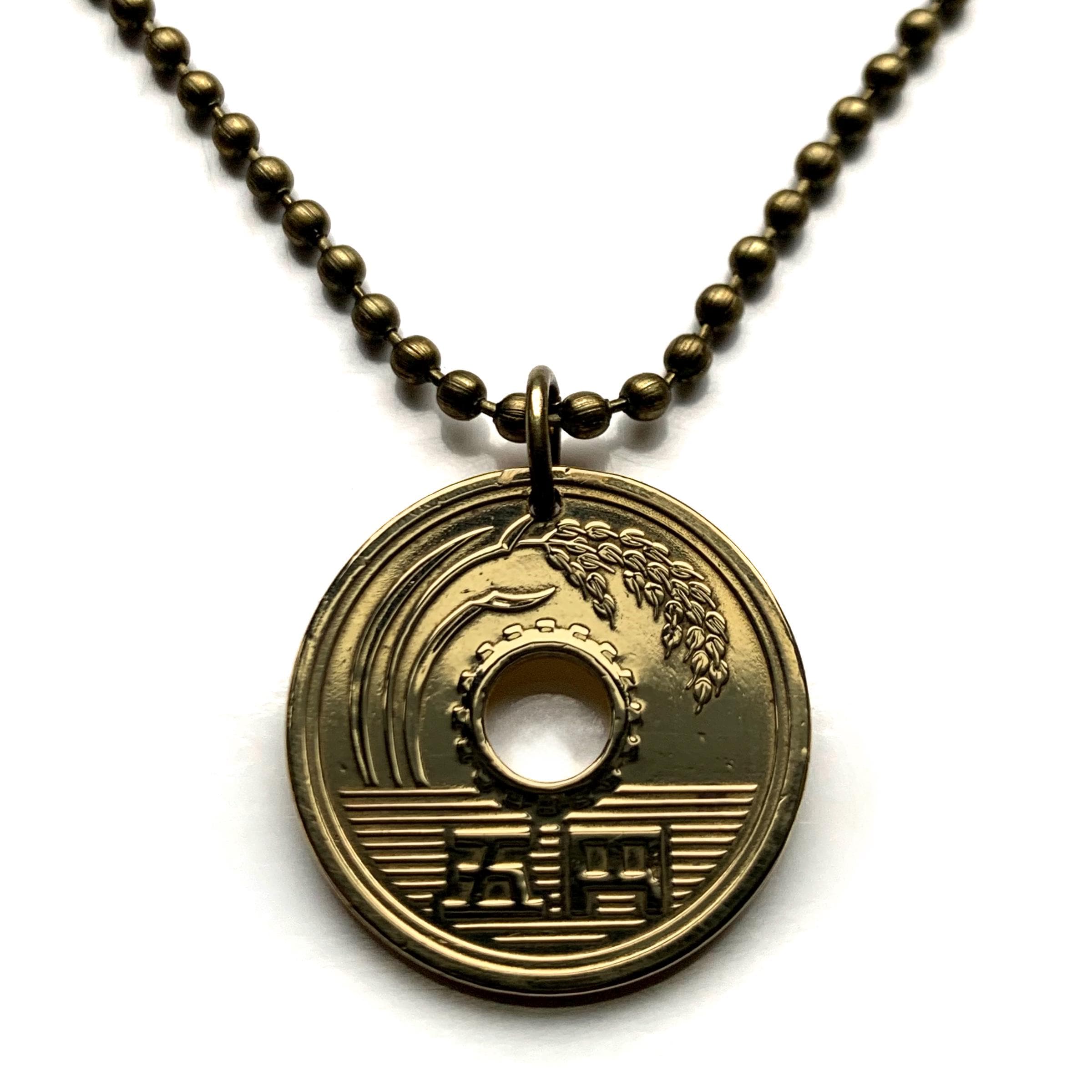 1972年 日本 ニッポン 5円玉 ペンダント 稲穂 東京 横浜 札幌 京都 神戸 仙台 埼玉 大阪 千葉 沖縄 堺 新潟 n000096