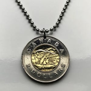 2009 Canada 2 Dollars coin pendant Canadian Polar Bear Arctic Ice Toronto Montreal Vancouver Calgary Edmonton Ottawa Québec Winnipeg k000018