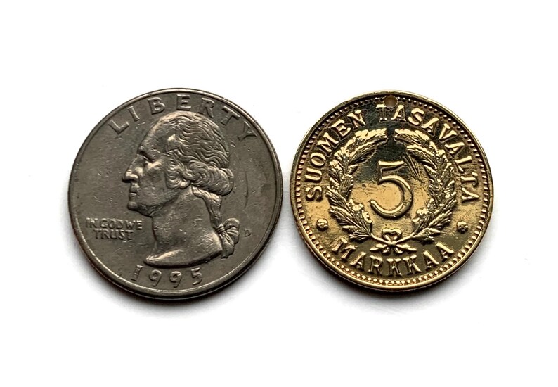 1951 Finlandia Suomi 5 Markka moneda colgante león finlandés Helsinki Espoo Tampere Vantaa Oulu Turku Savonlinna Mikkeli Lappeenranta n000326 imagen 4