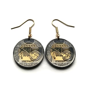2012 Peru 5 Sol coin earrings mysterious Nazca Line Condor bird Ica ancient geoglyphs Piura Cusco Chimbote Tacna Juliaca Puno UNESCO e000460