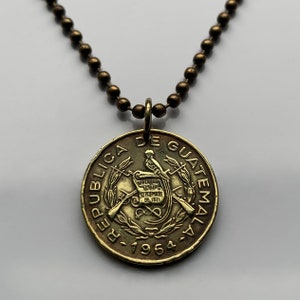 1963 Guatemala 1 centavo pièce pendentif fusils Quetzal oiseaux resplendissants Quetzaltenango Chapín Jalapa Escuintla Guate Petapa K&#39;iche&#39; n000965