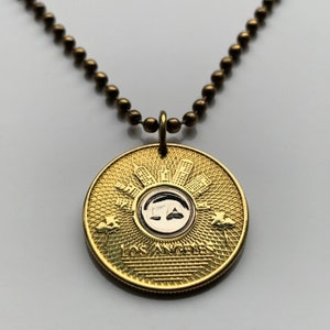 USA LA Los Angeles Transit Authority Transportation subway bus Token coin pendant necklace Good For One Base Fare California n001293